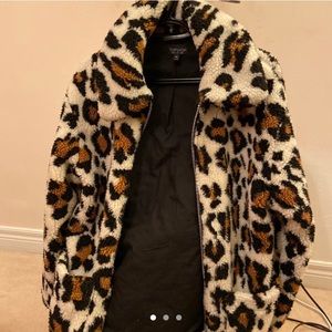Faux fur animal print jacket